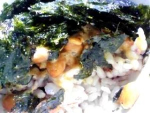 納豆の食べ方-韓国海苔♪